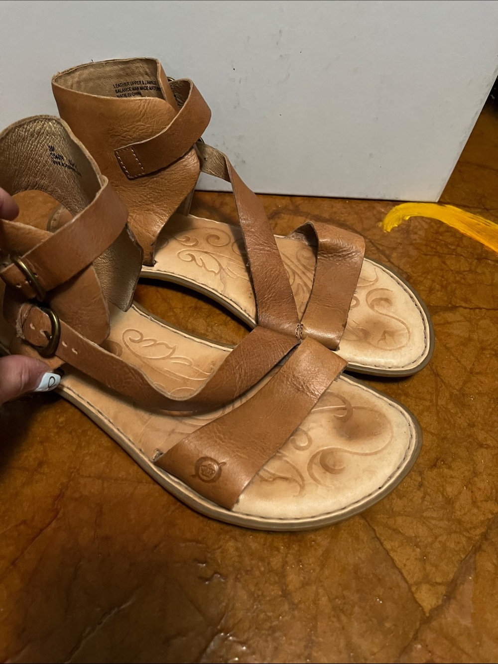 Born Brown Leather Ankle-Strap Sandals Sz 9
